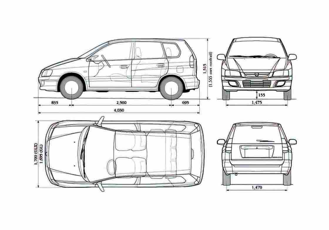 Blueprint Mitsubishi Spacesatr Minivan 1998 A4 Photo Print