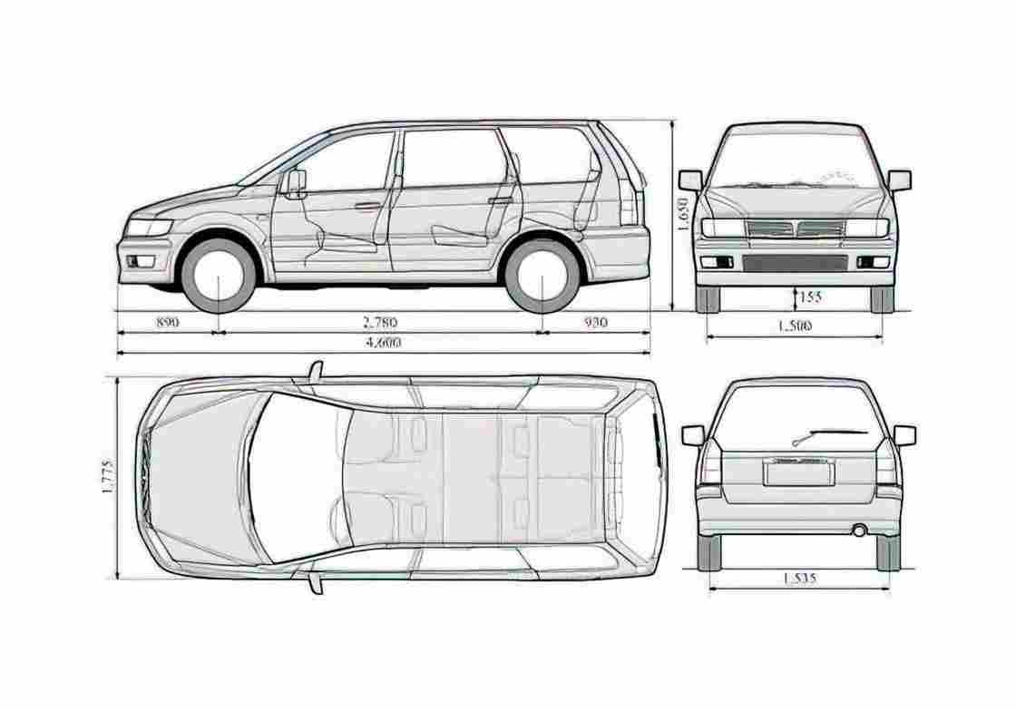 Blueprint Mitsubishi Spacestar GLX 7 Minivan A4 Photo Print