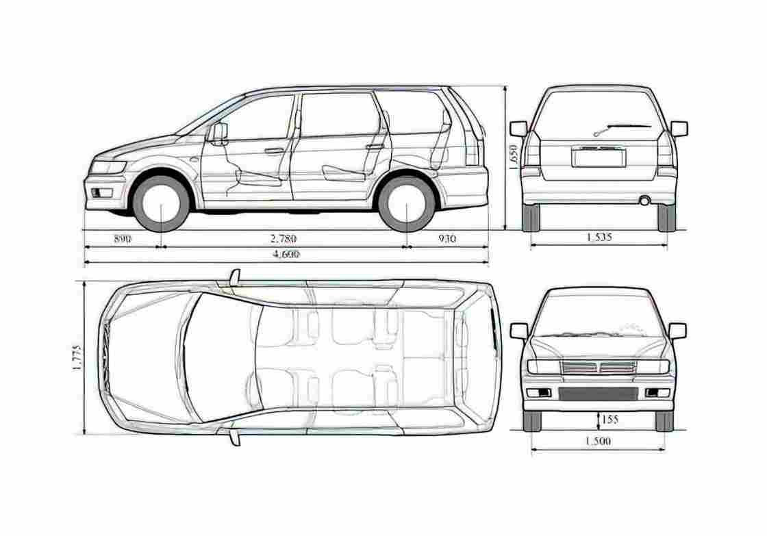 Blueprint Mitsubishi Spacestar GLX Minivan A4 Photo Print