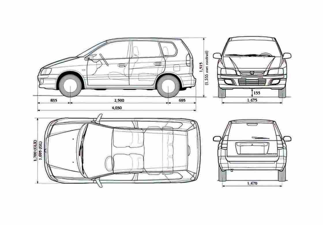 Blueprint Mitsubishi Spacestar Minivan 2001 A4 Photo Print