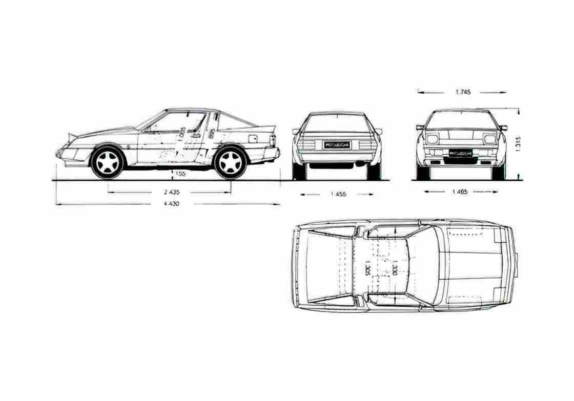 Blueprint Mitsubishi Starion Coupe 1982 A4 Photo Print
