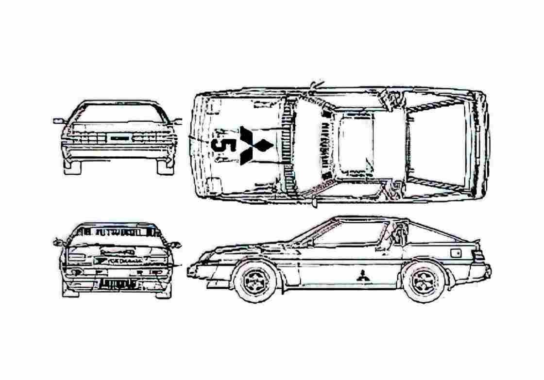 Blueprint Mitsubishi Starion Coupe 1985 A4 Photo Print