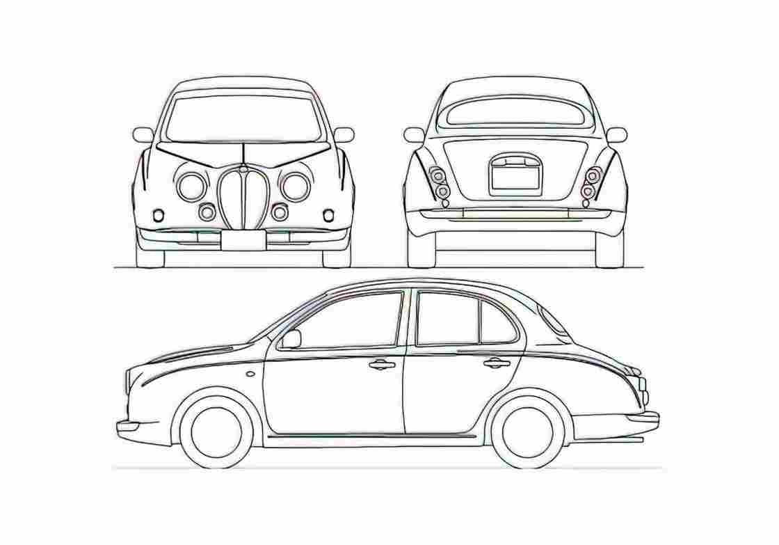 Blueprint Mitsuoka Viewt Sedan 2009 A4 Photo Print