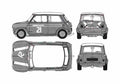 Blueprint Morris Mini Cooper 1275 Hatchback 1968 A4 Photo Print