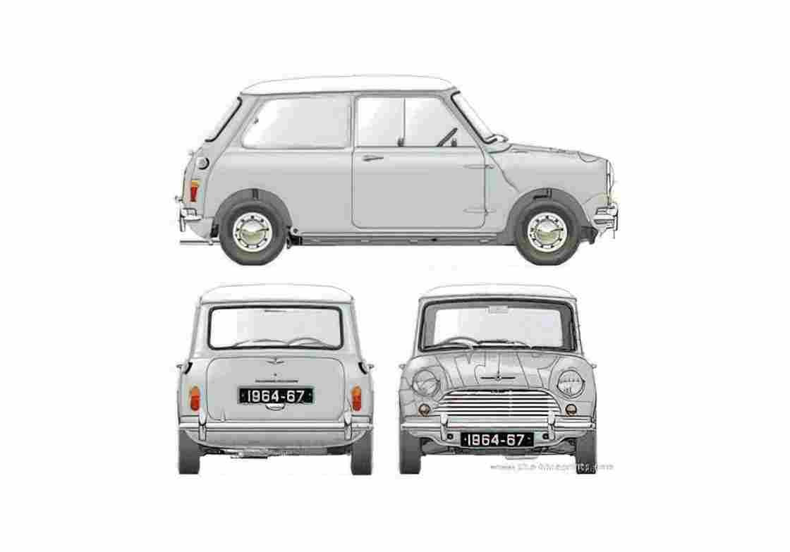 Blueprint Morris Mini Cooper S 1275 Mk I Hatchback 1964 A4 Photo Print