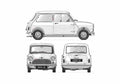 Blueprint Morris Mini Minor Hatchback 1959 A4 Photo Print