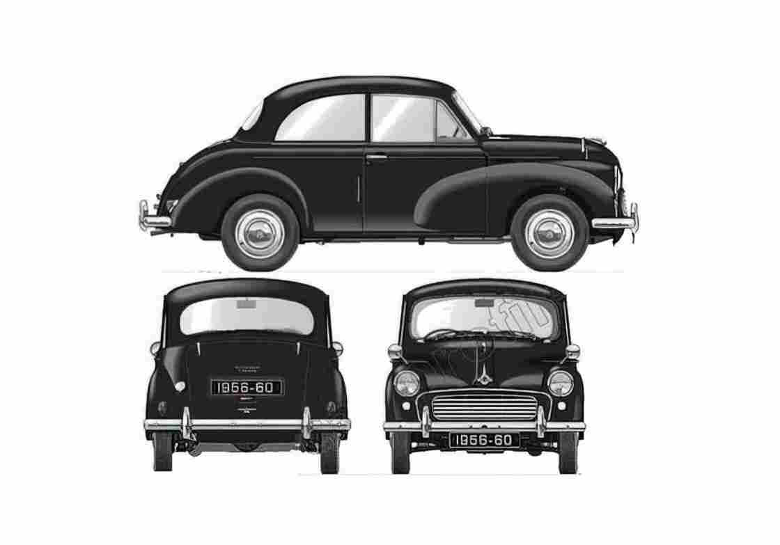 Blueprint Morris Minor 1000 Sedan 1956 A4 Photo Print