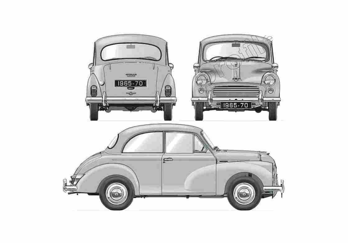 Blueprint Morris Minor 1000 Sedan 1965 A4 Photo Print