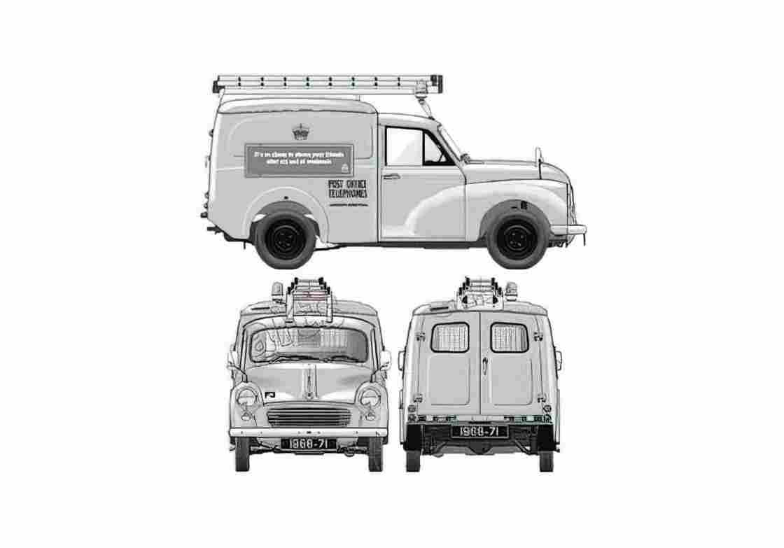 Blueprint Morris Minor 1000 Van 1968 A4 Photo Print