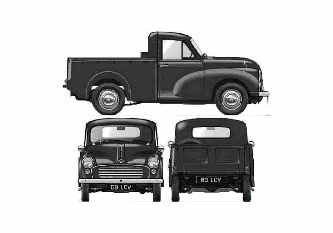 Blueprint Morris Minor 8CWT Pick up 1970 A4 Photo Print