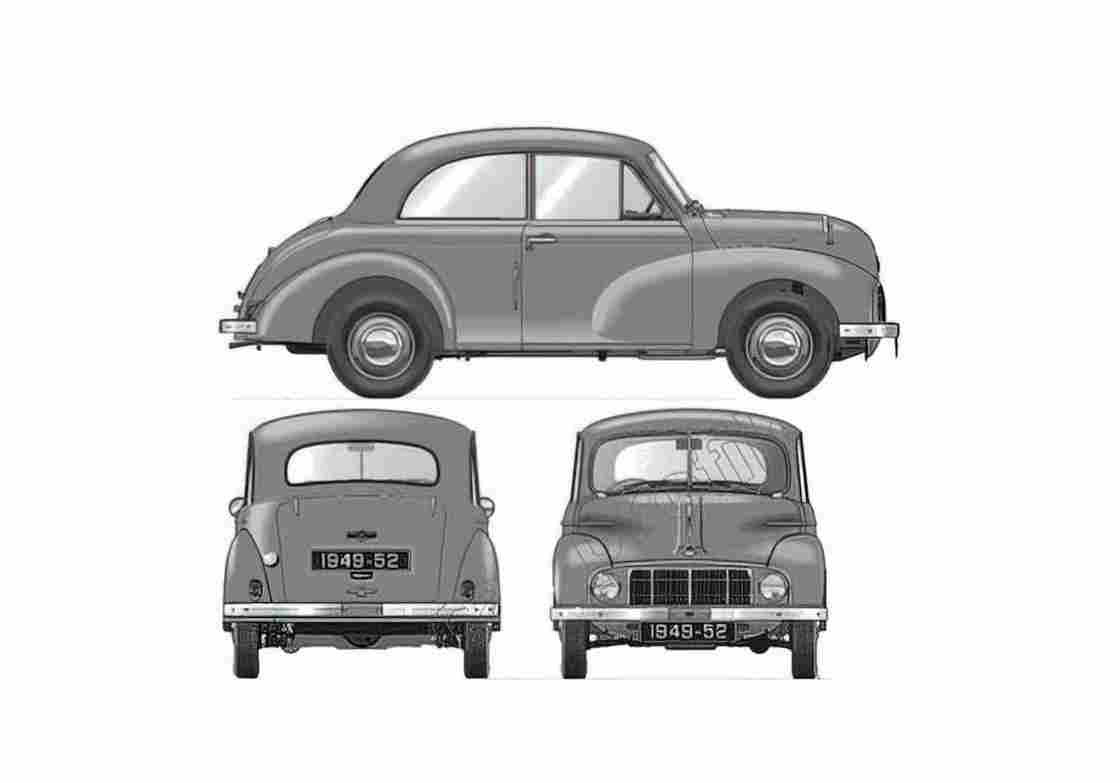 Blueprint Morris Minor MM Sedan 1949 A4 Photo Print
