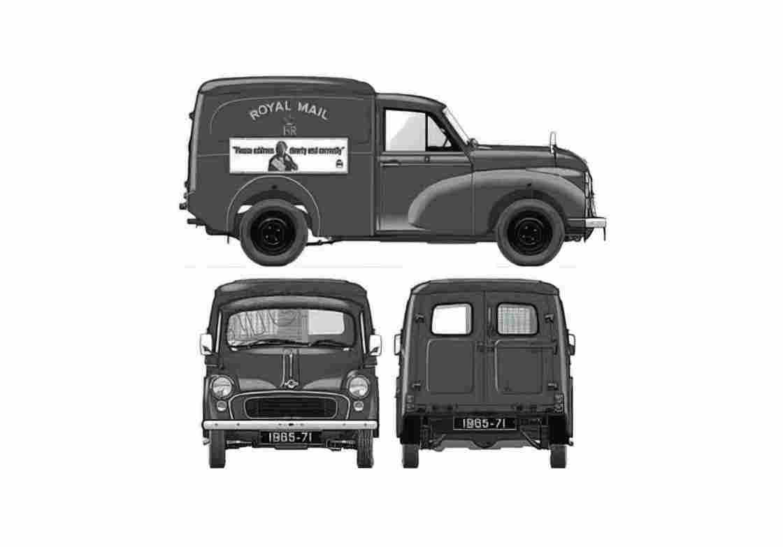Blueprint Morris Minor Royal Mail Van 1965 A4 Photo Print