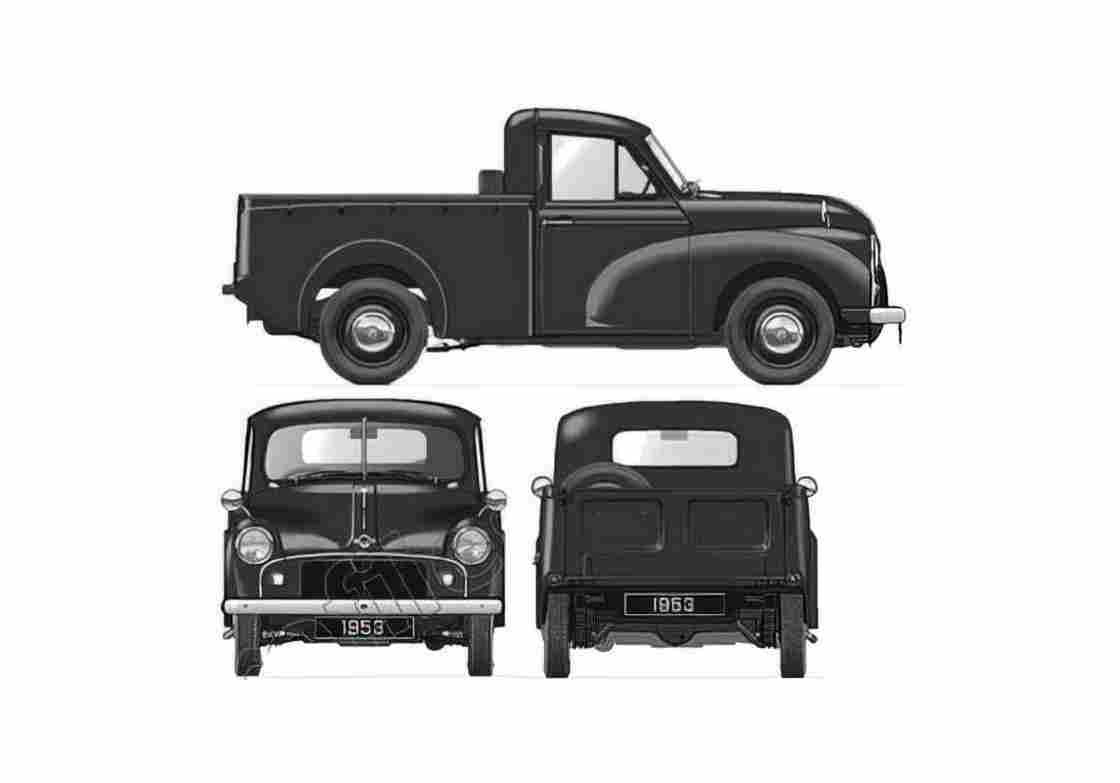 Blueprint Morris Minor S2 Pick up 1953 A4 Photo Print