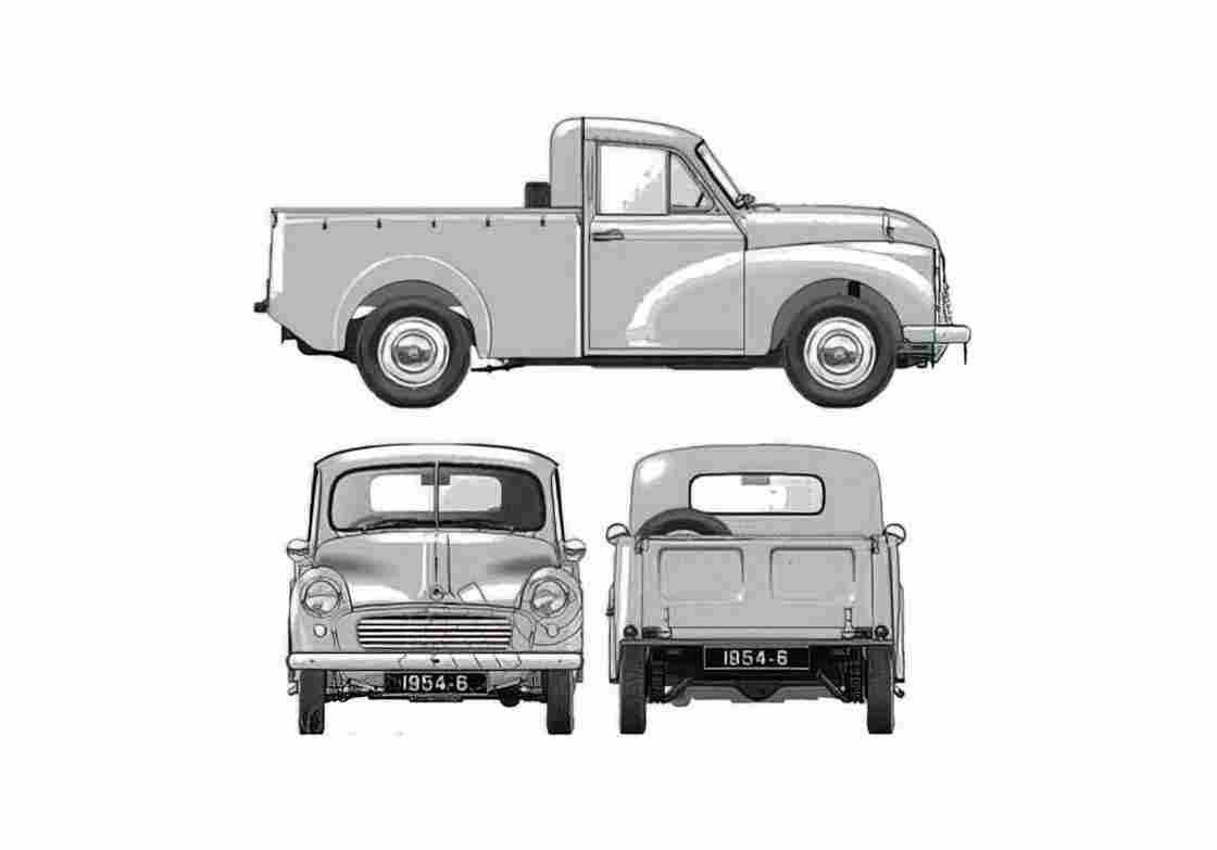 Blueprint Morris Minor S2 Pick up 1954 A4 Photo Print