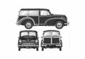 Blueprint Morris Minor Traveller Van 1969 A4 Photo Print