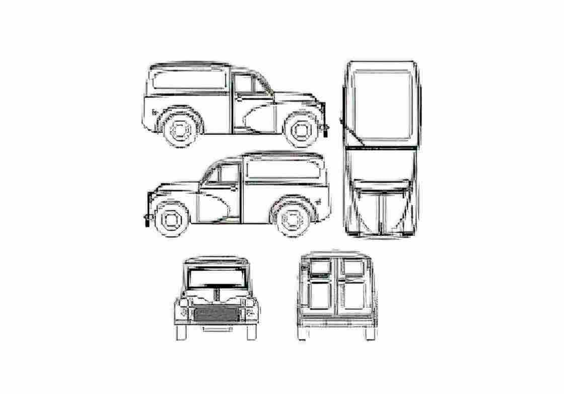 Blueprint Morris Minor Van 1969 A4 Photo Print