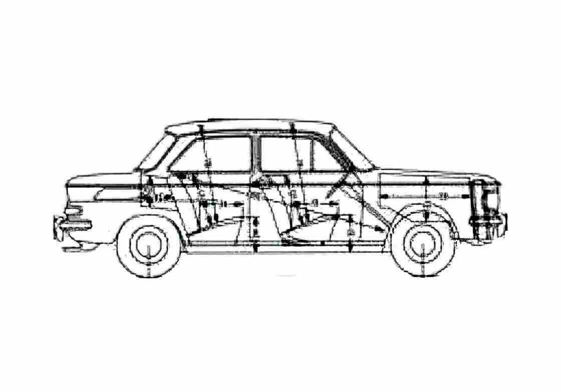 Blueprint NSU 1200C Sedan 1971 A4 Photo Print