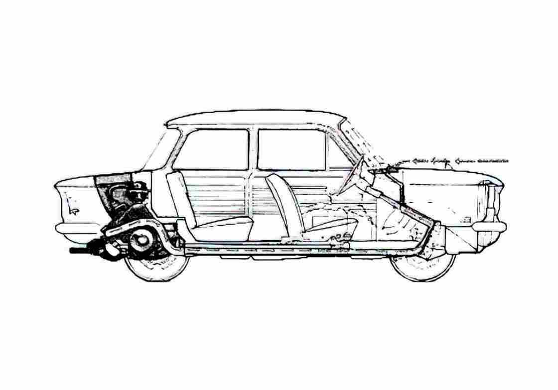 Blueprint NSU Prinz 4 Sedan 1958 A4 Photo Print