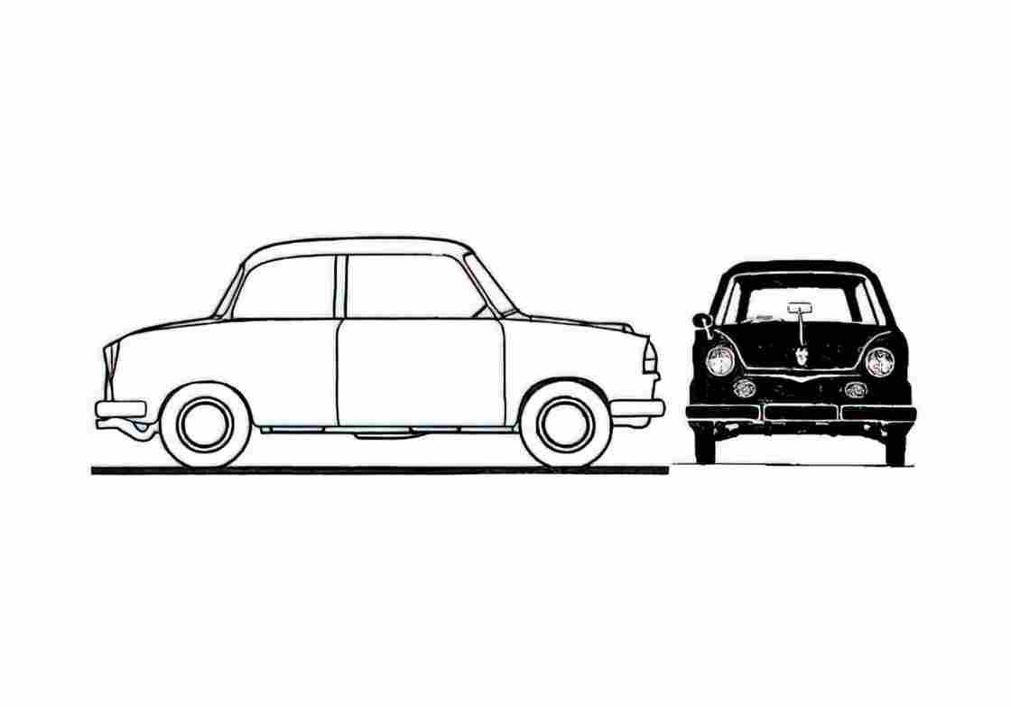 Blueprint NSU Prinz Sedan 1958 A4 Photo Print