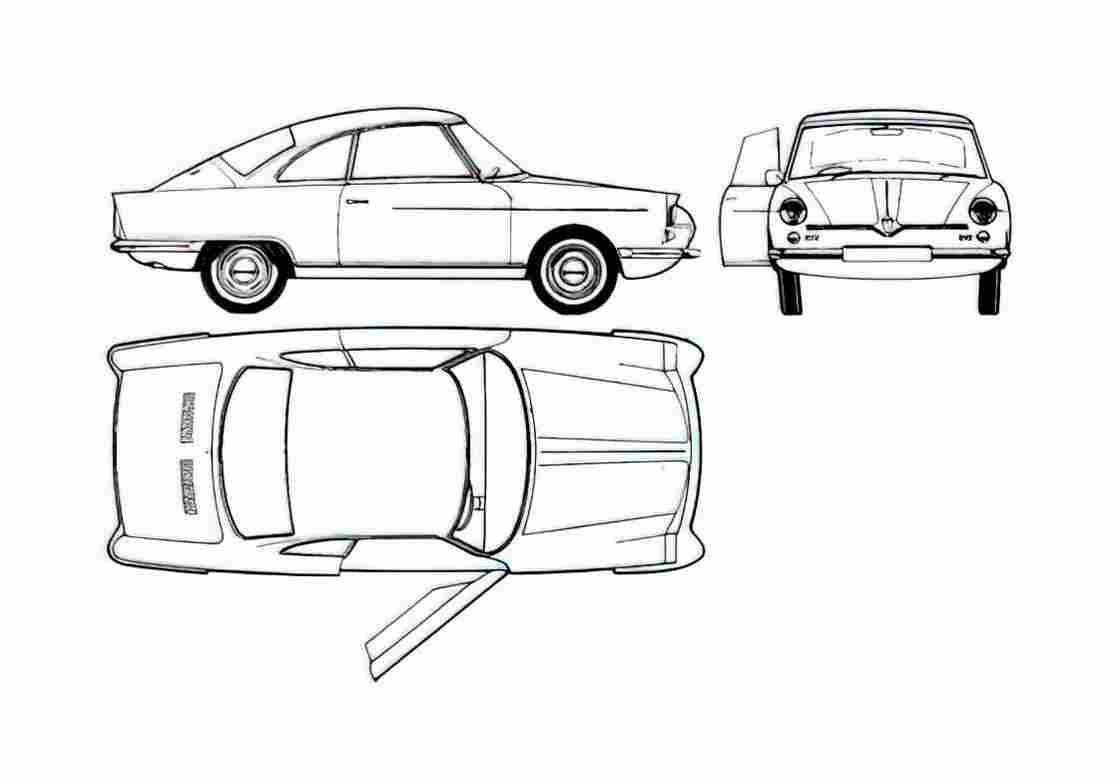 Blueprint NSU Prinz Sport Coupe 1965 A4 Photo Print