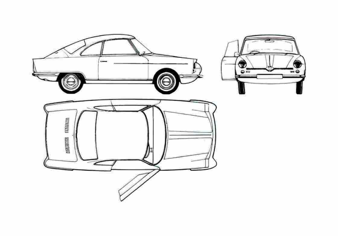 Blueprint NSU Sport Prinz Hatchback 1958 A4 Photo Print
