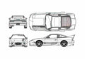Blueprint Nissan 180SX Version III Veilside Coupe 1990 A4 Photo Print