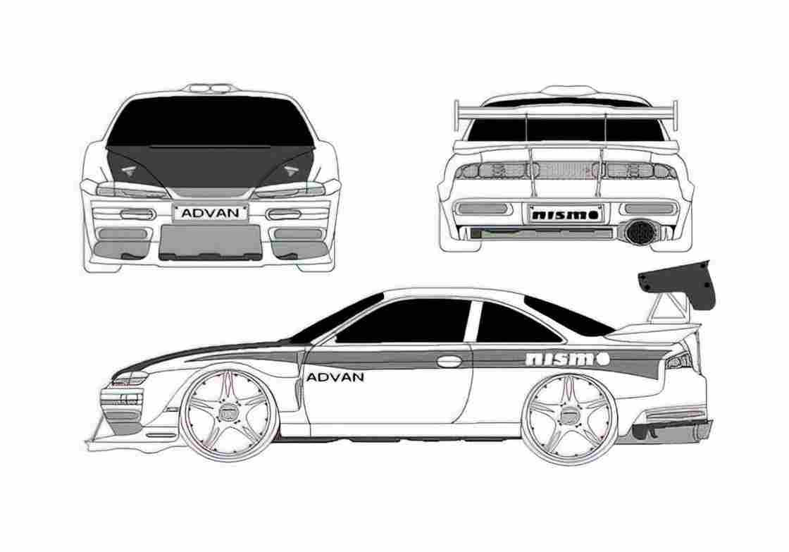 Blueprint Nissan 200SX NY Super GP Coupe 1999 A4 Photo Print
