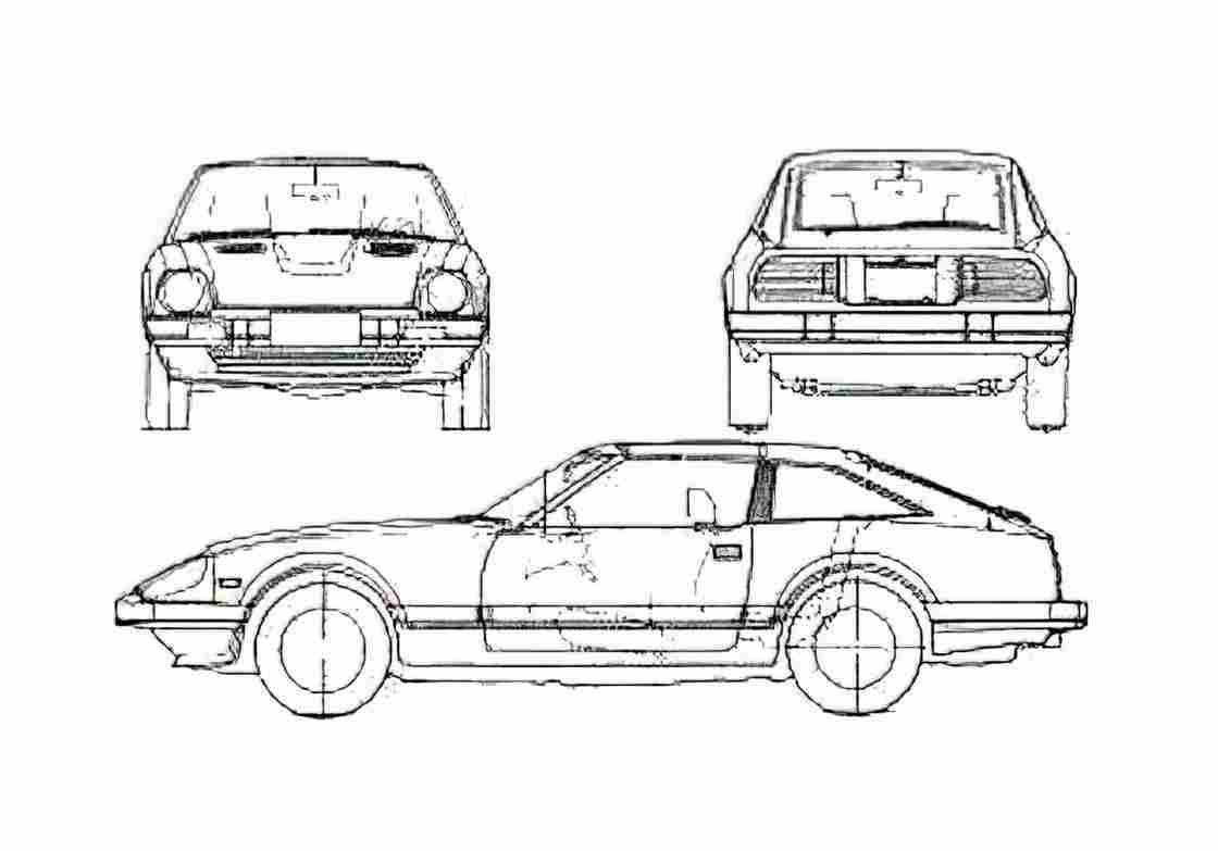 Blueprint Nissan 280 SX Coupe 1981 A4 Photo Print