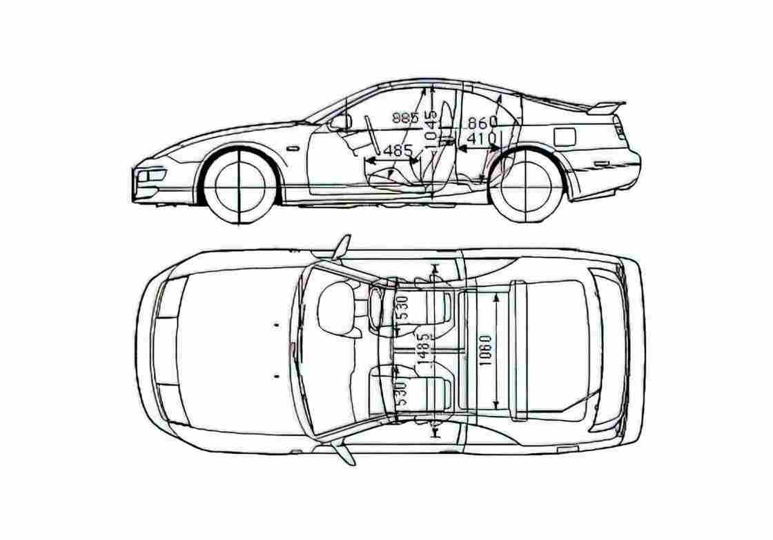 Blueprint Nissan 300 Z Fairlay Coupe 1998 A4 Photo Print