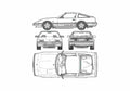 Blueprint Nissan 300ZX Coupe 1988 A4 Photo Print