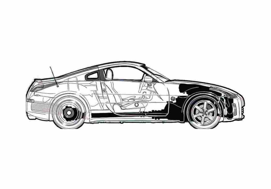 Blueprint Nissan 350 Z Coupe 2003 A4 Photo Print