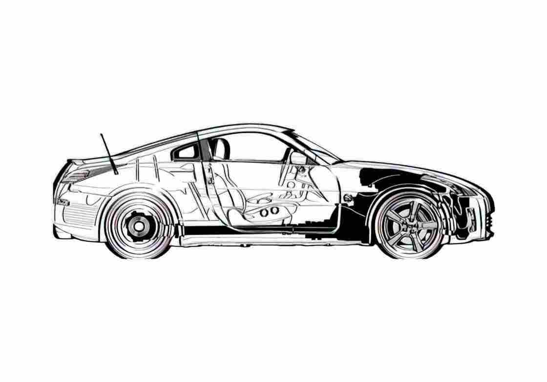 Blueprint Nissan 350 Z Coupe 2005 A4 Photo Print