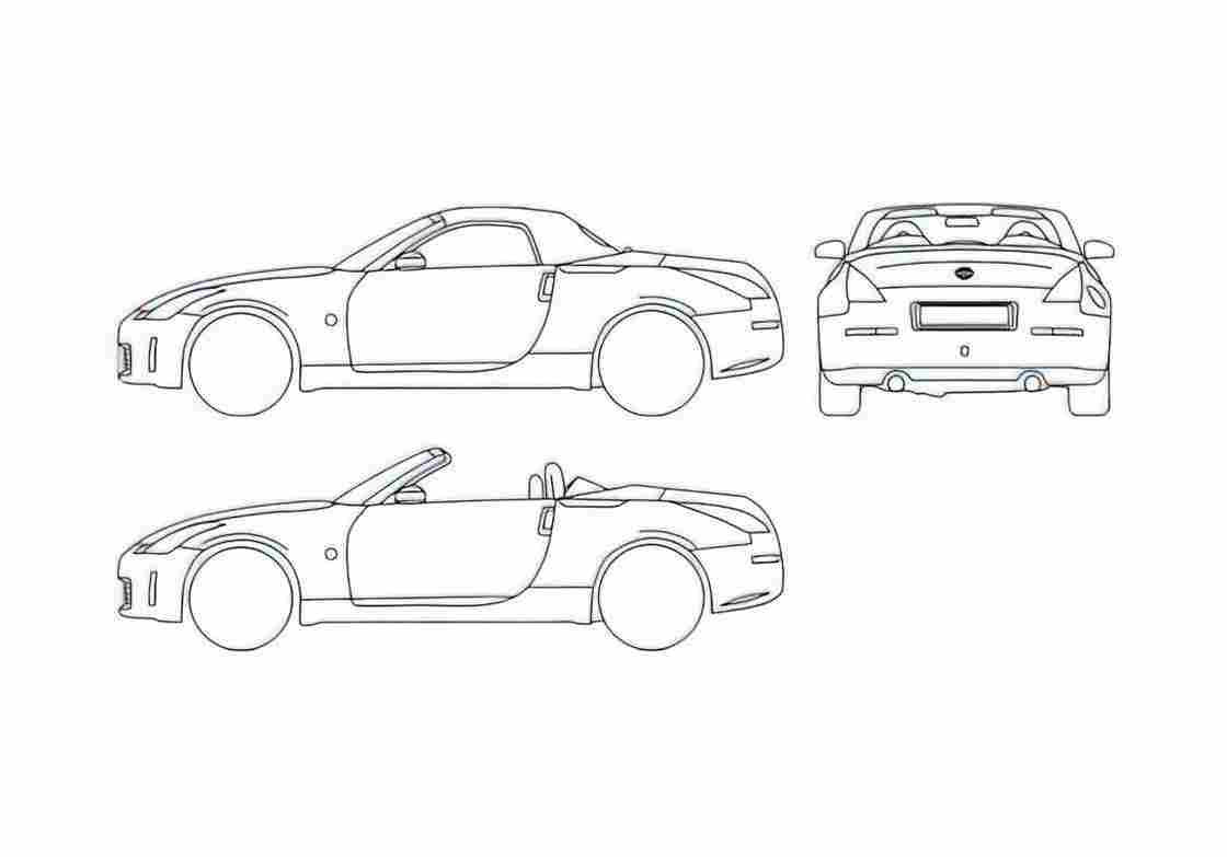 Blueprint Nissan 350 Z Roadster 2005 A4 Photo Print