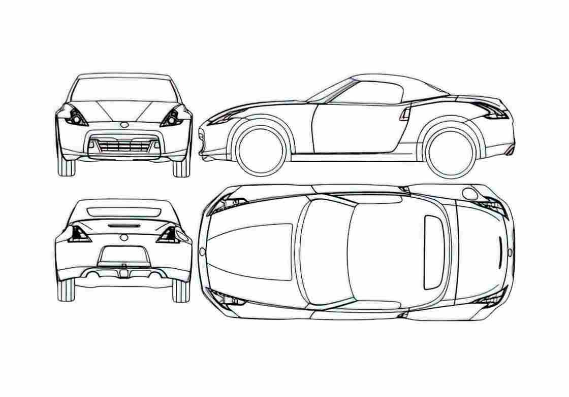 Blueprint Nissan 370Z Roadster 2009 A4 Photo Print
