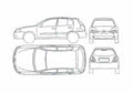 Blueprint Nissan Almera N16 5 door Hatchback 2000 A4 Photo Print