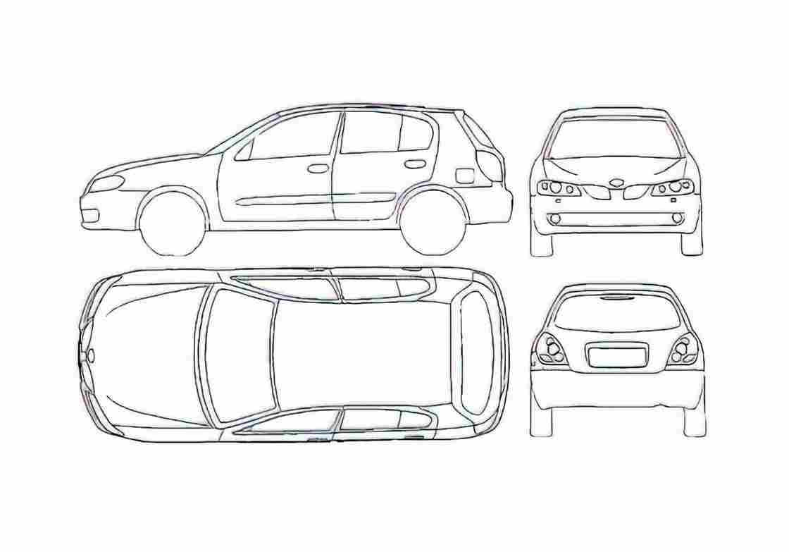 Blueprint Nissan Almera N16 5 door Hatchback 2000 A4 Photo Print