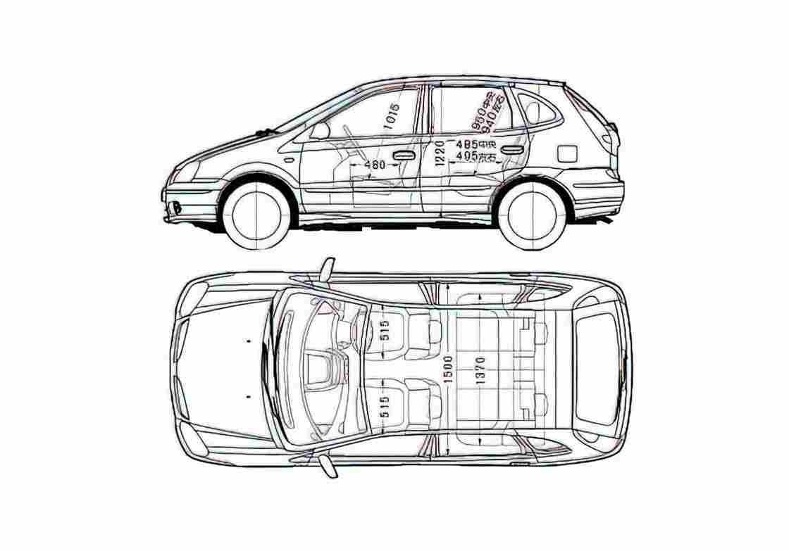 Blueprint Nissan Almera Tino Hatchback 2004 A4 Photo Print