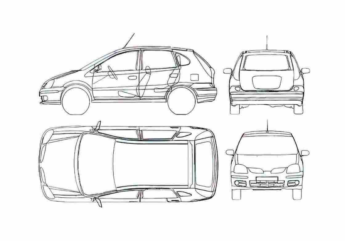 Blueprint Nissan Almera Tino Hatchback 2005 A4 Photo Print