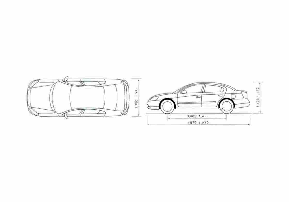 Blueprint Nissan Altima III Sedan 2002 A4 Photo Print