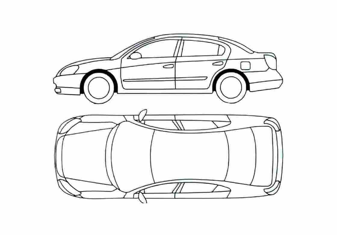 Blueprint Nissan Altima Sedan 2005 A4 Photo Print