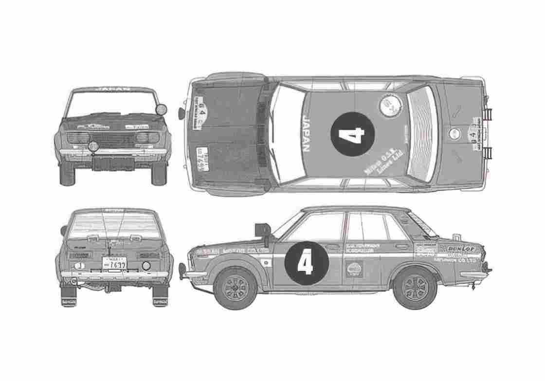 Blueprint Nissan Bluebird 1600 SSS Sedan 1981 A4 Photo Print