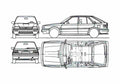 Blueprint Nissan Bluebird Hatchback 1989 A4 Photo Print