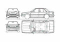 Blueprint Nissan Bluebird Sedan 1989 A4 Photo Print