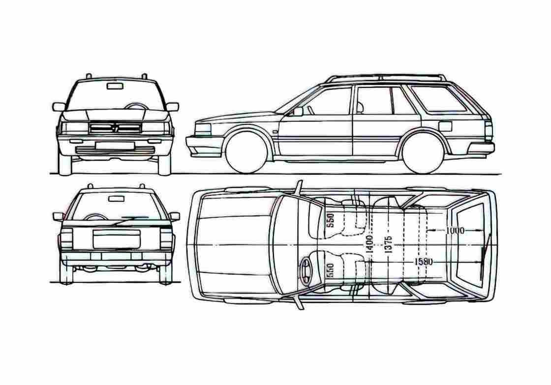 Blueprint Nissan Bluebird Traveller Wagon 1989 A4 Photo Print