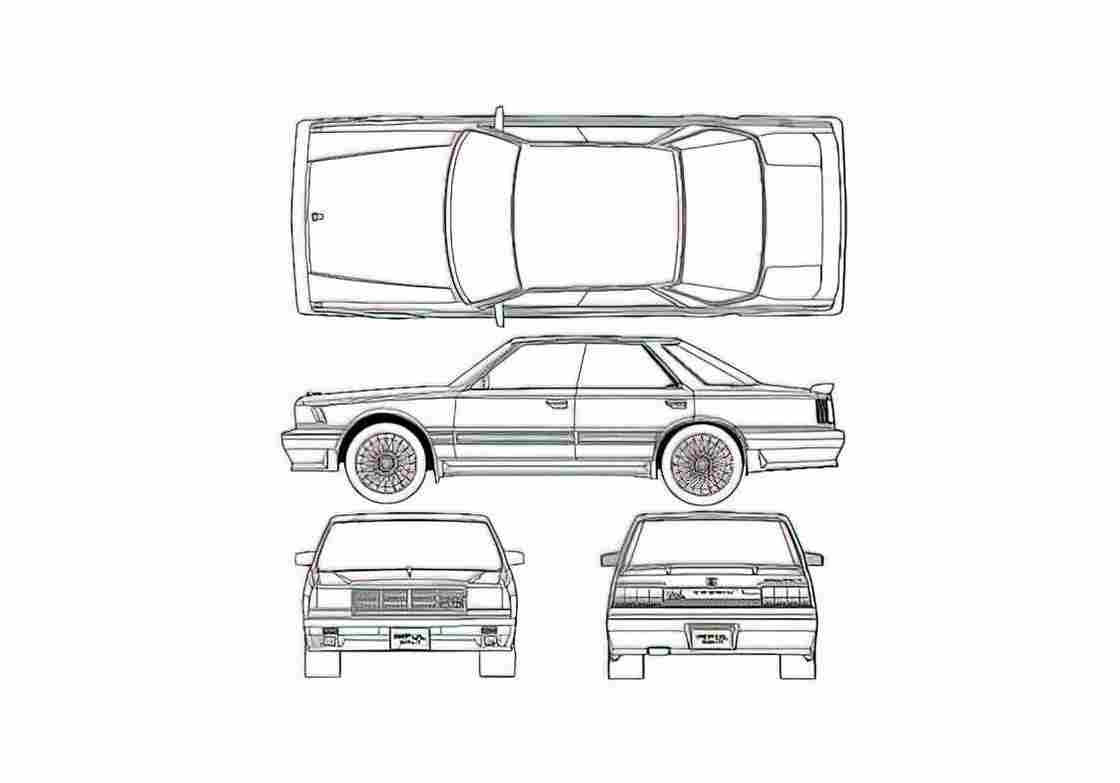 Blueprint Nissan Cedric 430 630R Sedan 1979 A4 Photo Print