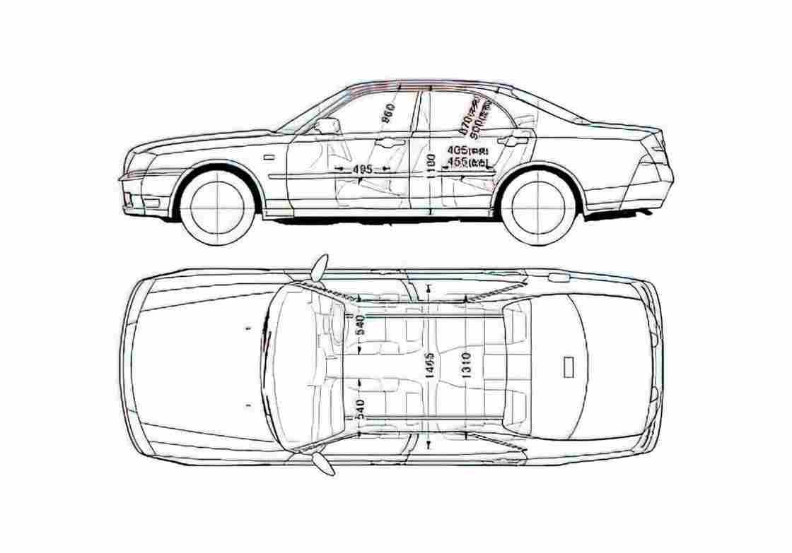 Blueprint Nissan Cedric Sedan 2004 A4 Photo Print