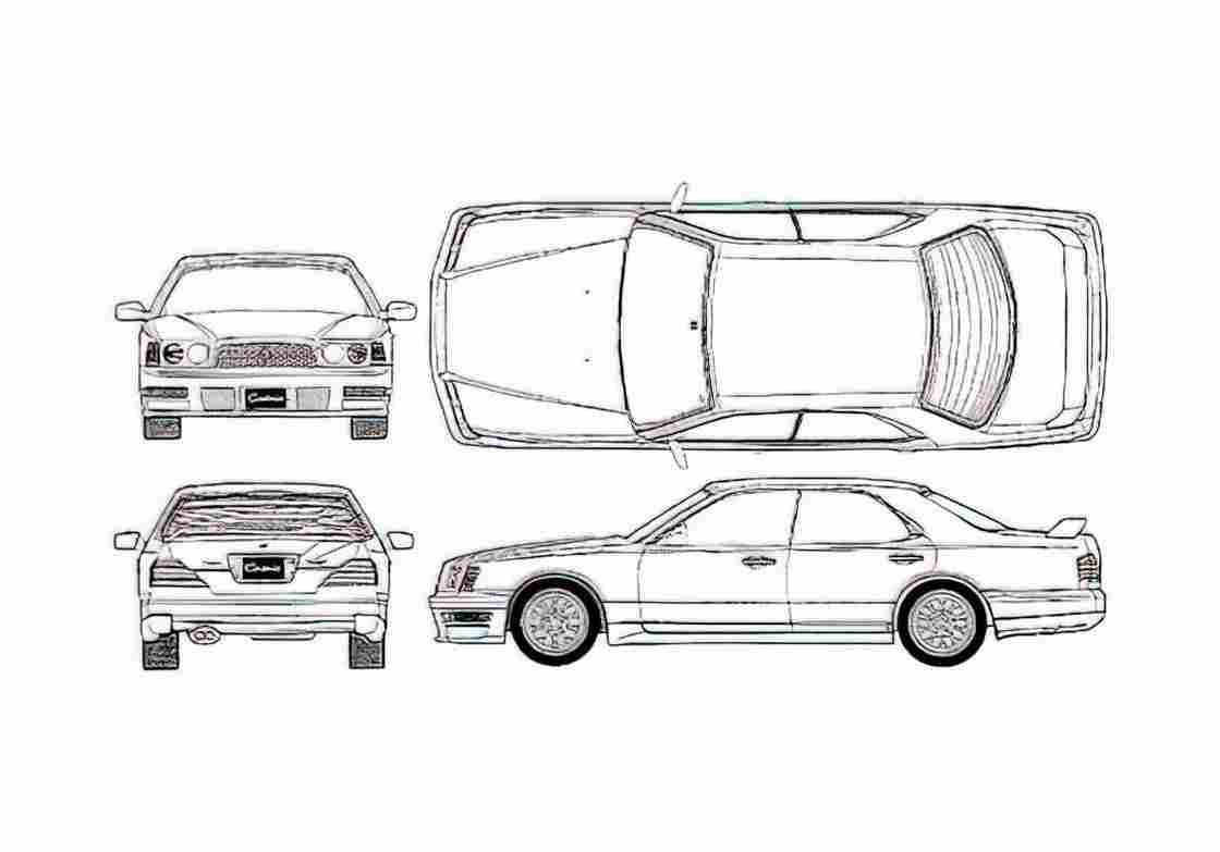 Blueprint Nissan Cedric Y33 Sedan 1996 A4 Photo Print