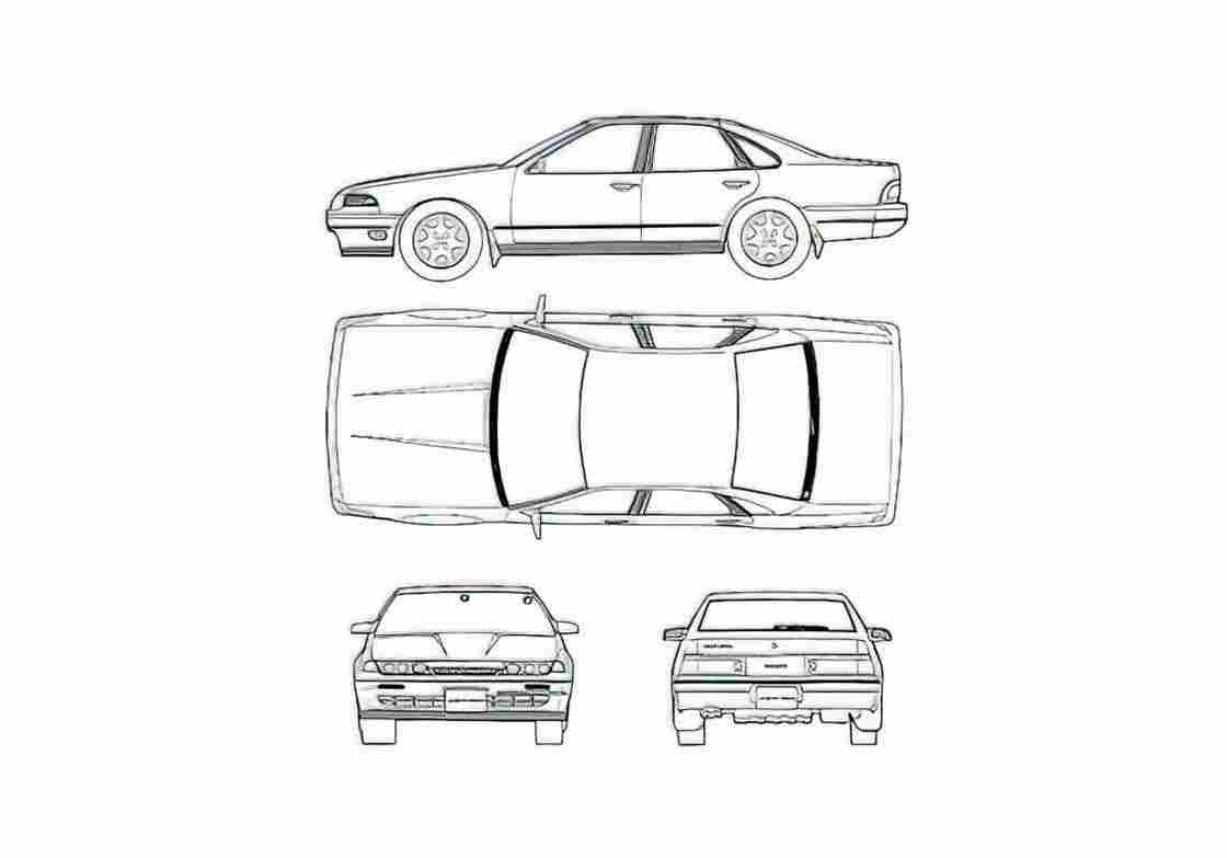 Blueprint Nissan Cefiro A31 Sedan 1989 A4 Photo Print