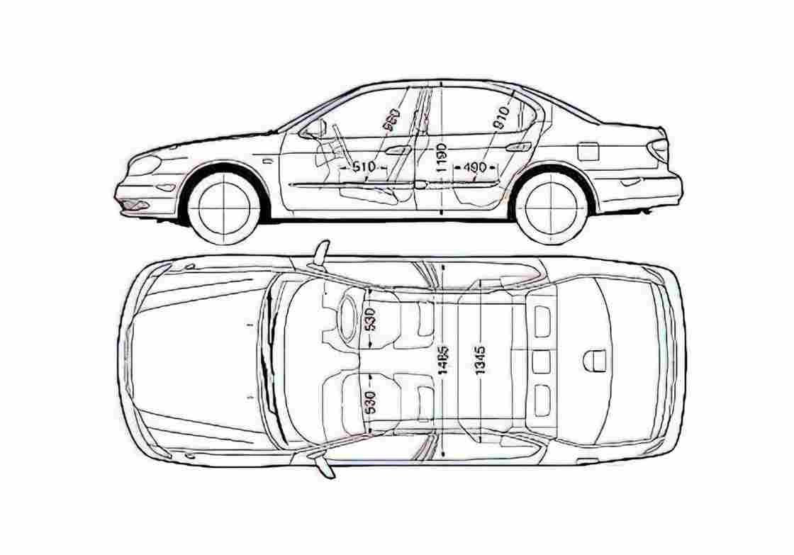 Blueprint Nissan Cefiro Sedan 2003 A4 Photo Print