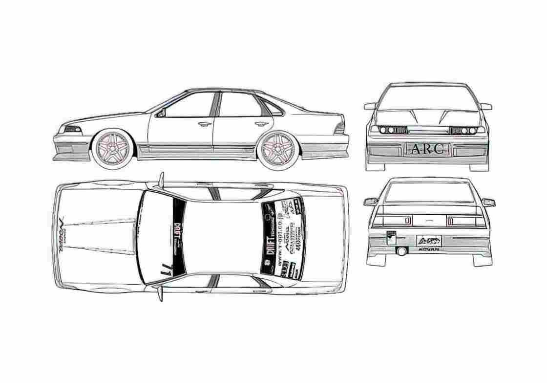 Blueprint Nissan Cefiro a31 Sedan 1993 A4 Photo Print
